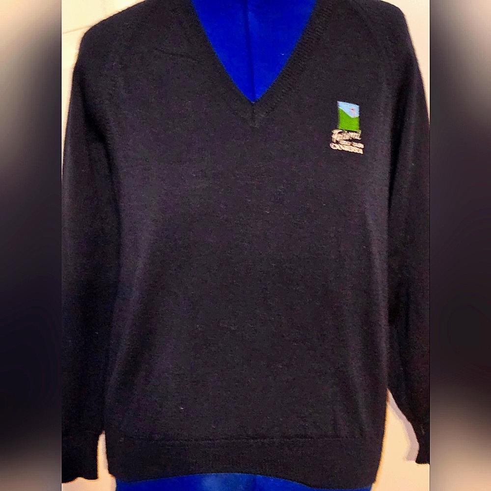 Pure Wool Navy Blue V-neck Golf Sweater from Australia US Size 14(Medium)